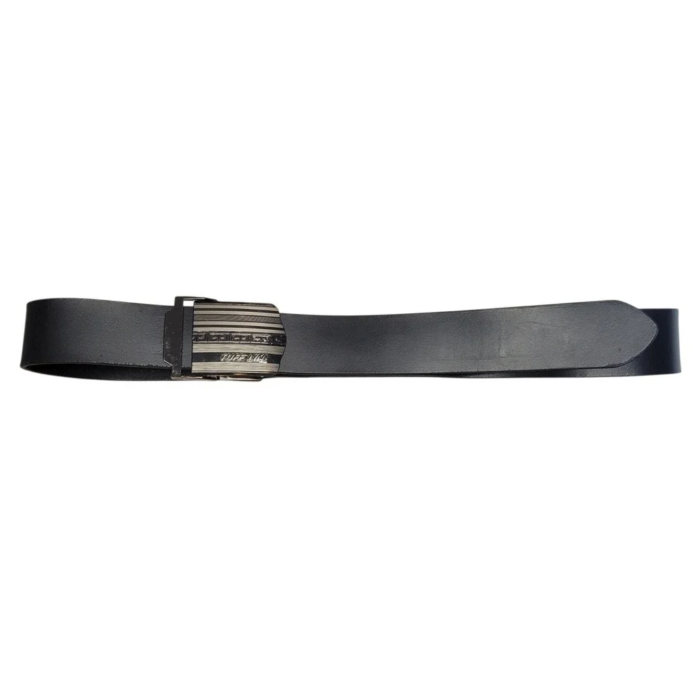 Tuff‎ Line Mens Black Leather Belt Gunmetal Ratchet Sliding BuckleFree Size